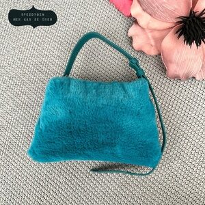 Simon Miller Mini Puffin Luminous Blue Faux Fur Bag